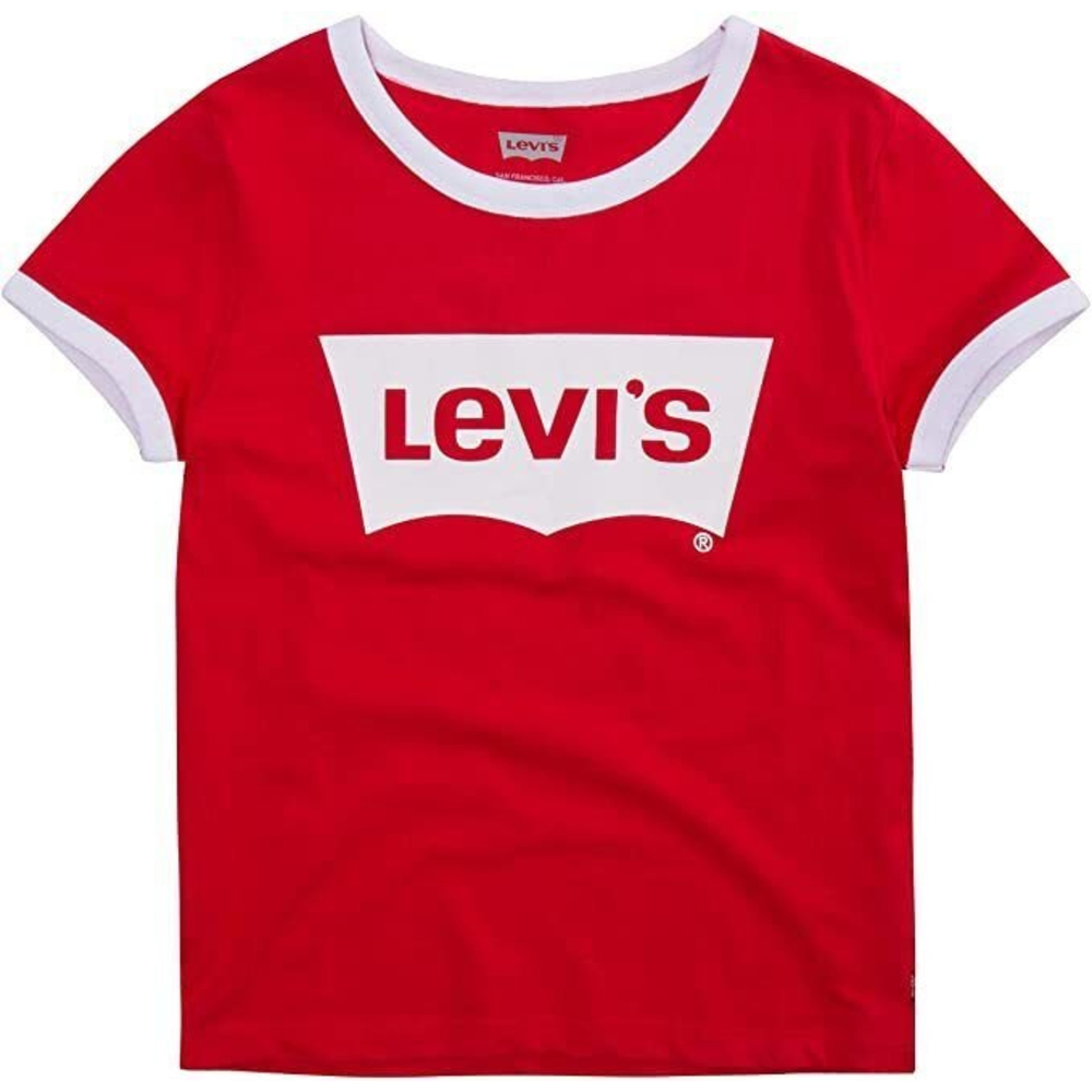 Levi's Girls' Classic Batwing T-Shirt Red Ringer Size XL